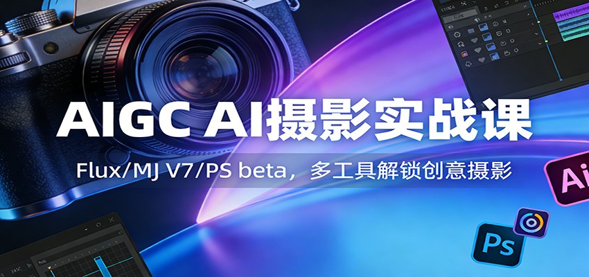 AIGC AI摄影实战课：Flux/MJ V7/PS beta，多工具解锁创意摄影-赚百科