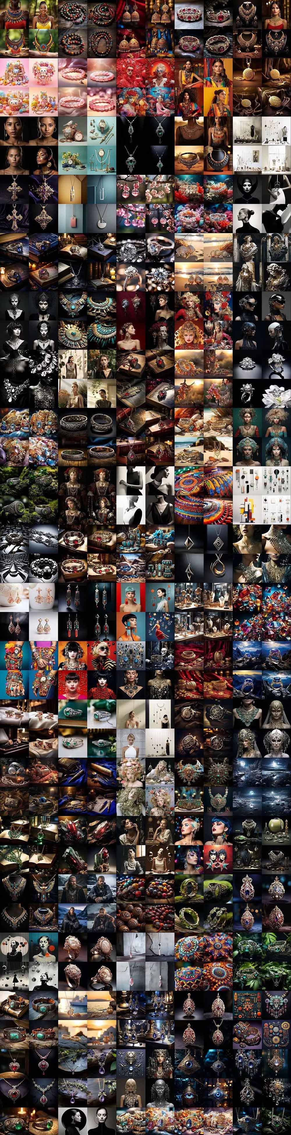 460+专业Midjourney珠宝摄影AI提示词+成效果图，戒指/项链/耳环/手链/宝石/及奢侈配饰等全品类