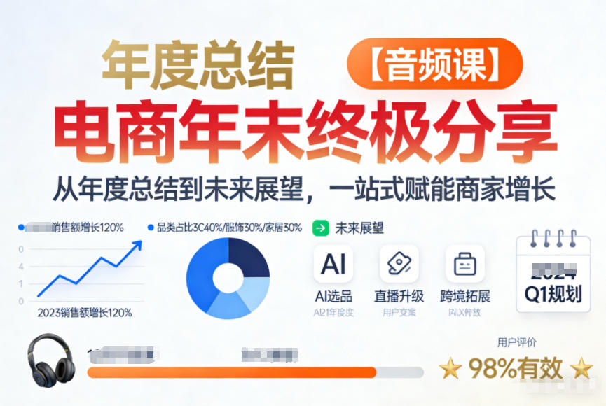 电商年未终极分享，从年度总结到未来展望，一站式赋能商家增长【音频课】-赚百科