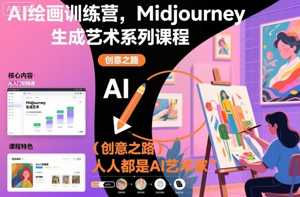 AI绘画训练营，Midjourney生成艺术系列课程，人人都是AI艺术家-赚百科