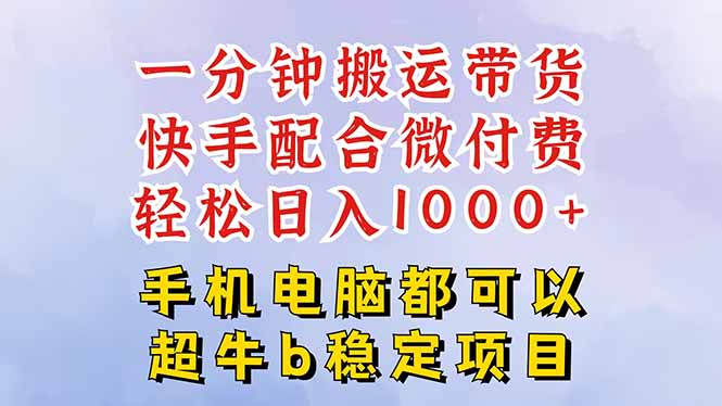 快手黑科技一分钟搬运带货，一刀不剪过原创，微付费投流玩法，轻松日入…-赚百科