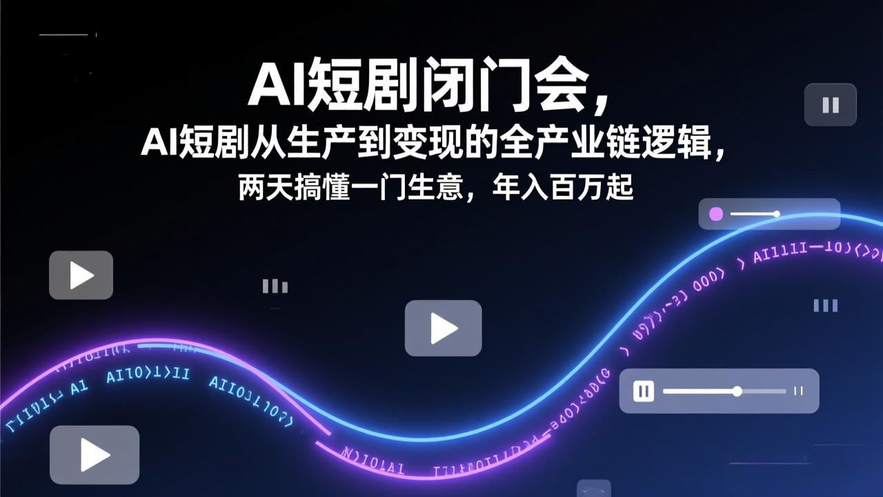 AI短剧闭门会,AI短剧从生产到变现的全产业链逻辑,两天搞懂一门生意,年入百万起-赚百科