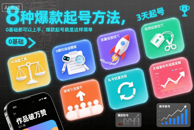 8种爆款起号方法,0基础都可以上手,爆款起号就是这样简单-赚百科