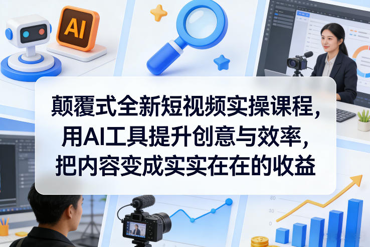 颠覆式全新短视频实操课程，用AI工具提升创意与效率，把内容变成实实在在的收益-赚百科