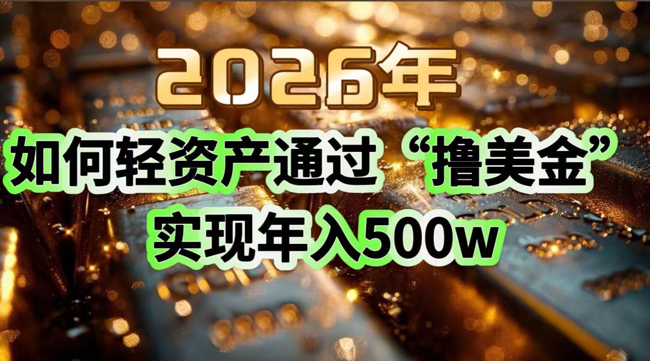 2026年如何轻资产通过“撸美金”实现年入500w-赚百科