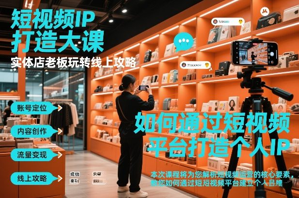 短视频ip打造大课，实体店老板玩转线上攻略-赚百科