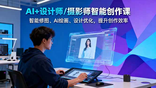 AI+设计师/摄影师智能创作课：智能修图、AI绘画、设计优化，提升创作效率-赚百科
