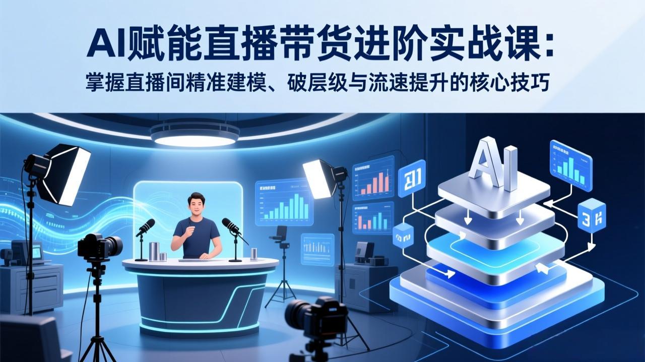 AI赋能直播带货进阶实战课:掌握直播间精准建模、破层级与流速提升的核心技巧-赚百科