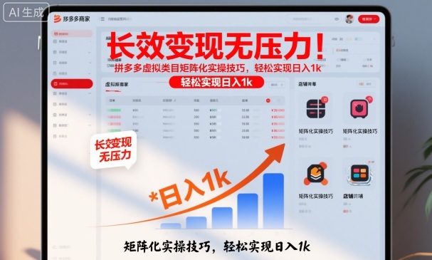 长效变现无压力！拼多多虚拟类目矩阵化实操技巧，轻松实现日入1k【揭秘】-赚百科
