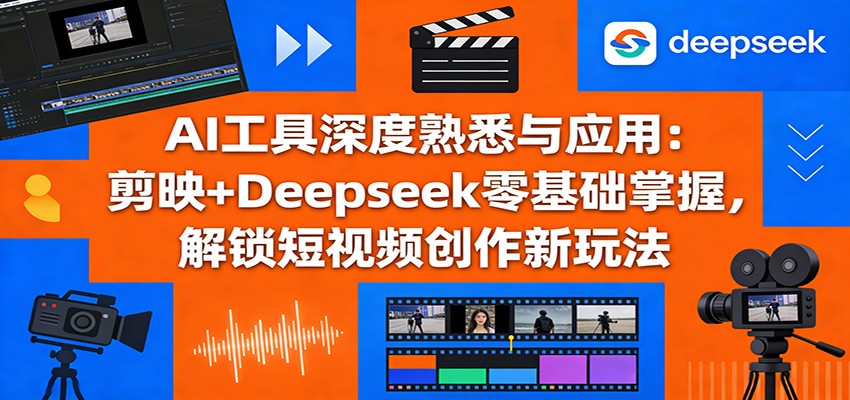 AI工具深度熟悉与应用：剪映+Deepseek零基础掌握，解锁短视频创作新玩法-赚百科