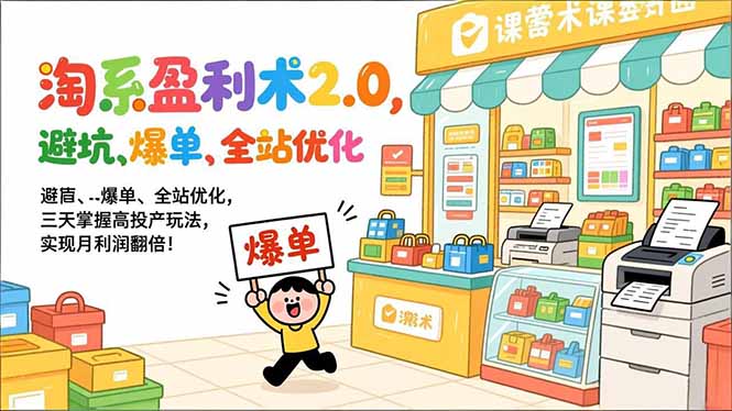 淘系盈利术2.0，避坑、爆单、全站优化，三天掌握高投产玩法，实现月利润翻倍！-赚百科