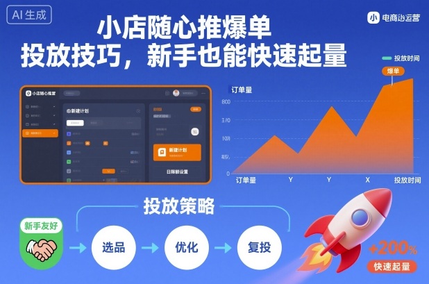 小店随心推爆单投放技巧，新手也能快速起量-赚百科