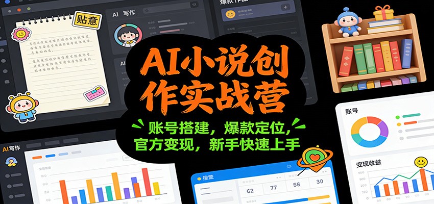 AI小说创作实战营：账号搭建，爆款定位，官方变现，新手快速上手-赚百科