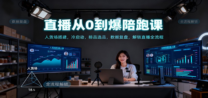 直播从0到爆陪跑课：人货场搭建，冷启动，排品选品，数据复盘，解锁直播全流程-赚百科