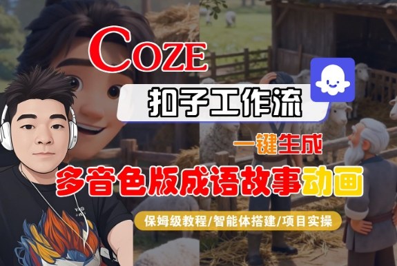 Coze扣子智能体工作流一键生成“多音色版成语故事“动画，全流程保姆级教学-赚百科