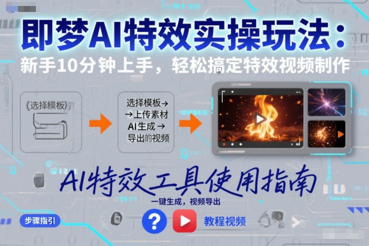 即梦AI特效实操玩法：新手10分钟上手，轻松搞定特效视频制作-赚百科