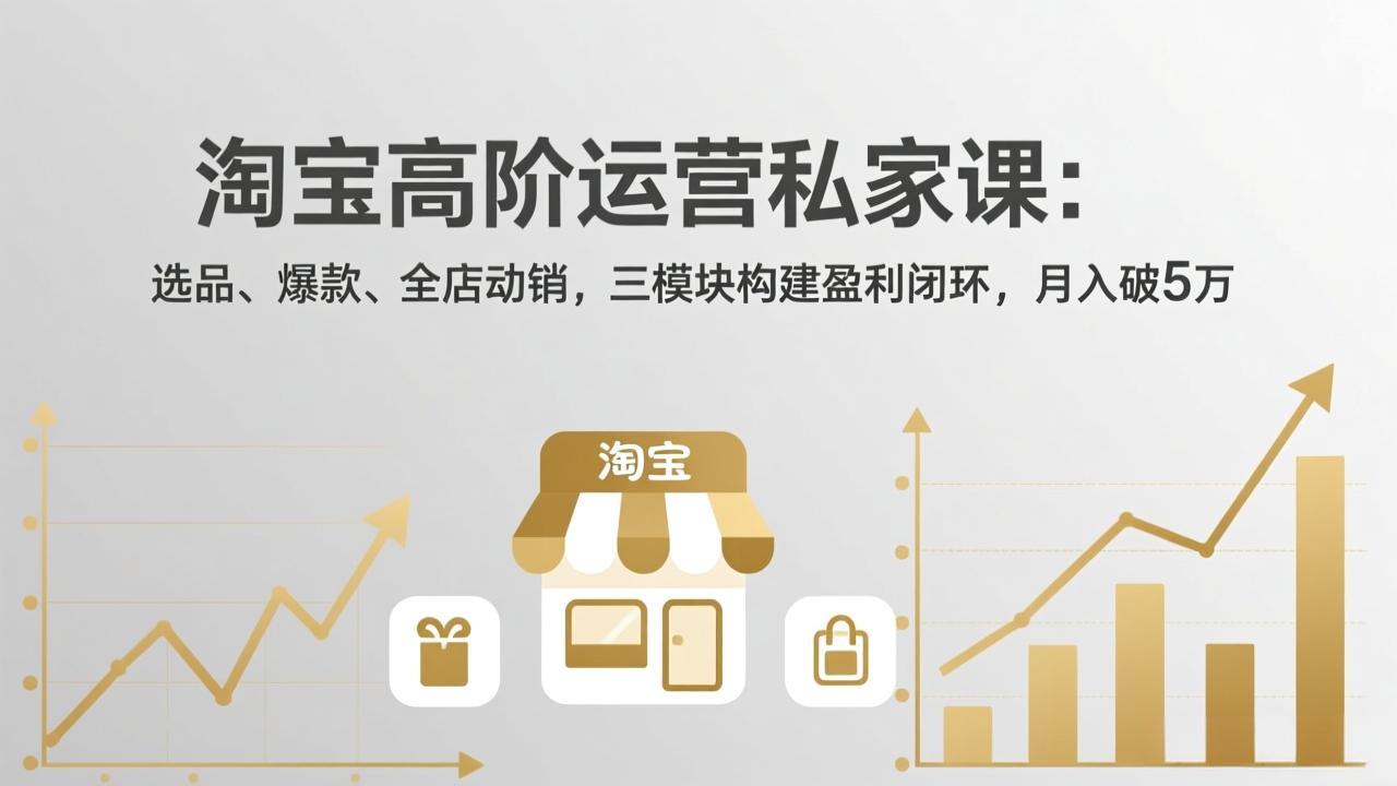 淘宝高阶运营私家课:选品、爆款、全店动销,三模块构建盈利闭环,月入破5万(更新26年2月-赚百科