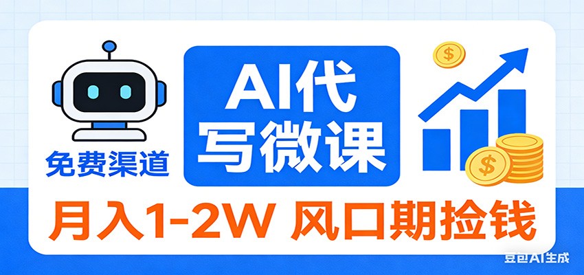 2026告别打工！AI 代写微课，提供免费渠道，月入 1-2W 风口期捡钱-赚百科