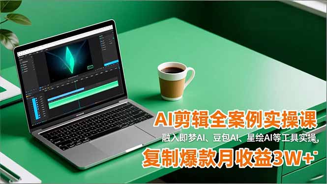 AI剪辑全案例实操课,融入即梦AI、豆包AI、星绘AI等工具实操,复制爆款月收益3W+-赚百科