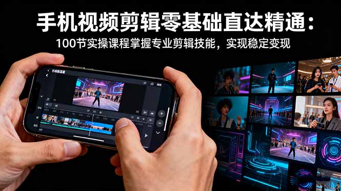 手机视频剪辑零基础直达精通:100节实操课程掌握专业剪辑技能,实现稳…-赚百科