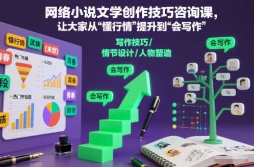 网络小说文学创作技巧咨询课，让大家从“懂行情”提升到”会写作”的高度-赚百科
