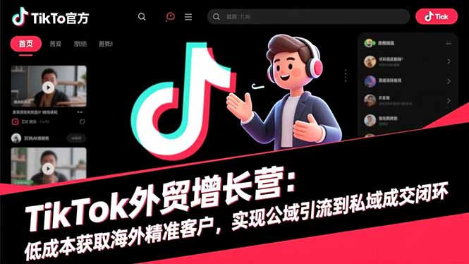 TikTok外贸增长营：低成本获取海外精准客户，实现公域引流到私域成交闭环-赚百科