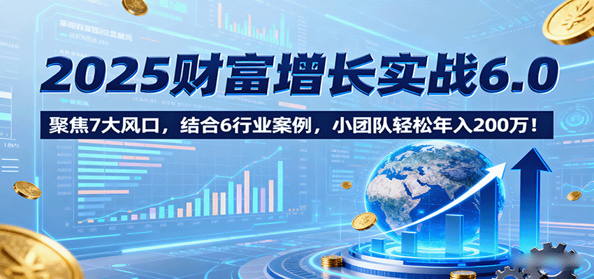 2025财富增长实战6.0,聚焦7大风口,结合6行业案例,小团队轻松年入200万!-赚百科