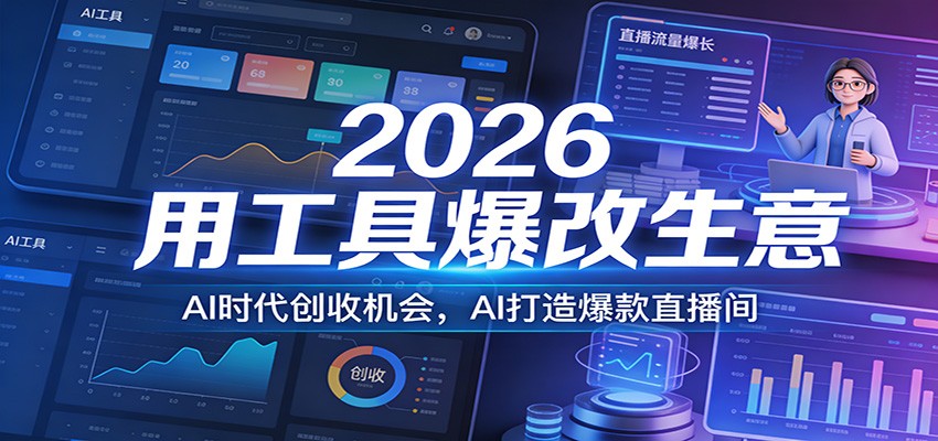 2026用工具爆改生意,AI时代创收机会,AI打造爆款直播间-赚百科