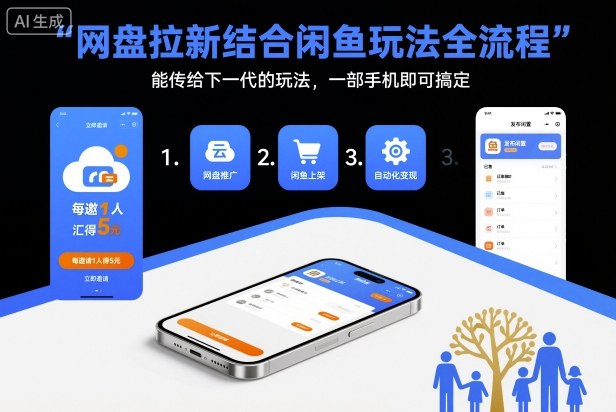 网盘拉新结合闲鱼玩法全流程，能传给下一代的玩法，一部手机即可搞定（附入口渠道以及实操教程）-赚百科