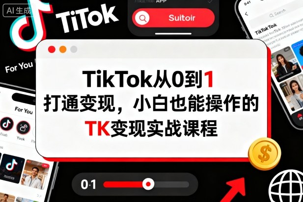 TikTok从0到1打通变现，小白也能操作的TK变现实战课程-赚百科