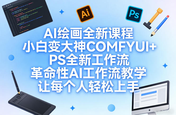 AI绘画全新课程，小白变大神COMFYUI+PS全新工作流，革命性AI工作流教学，让每个人轻松上手-赚百科