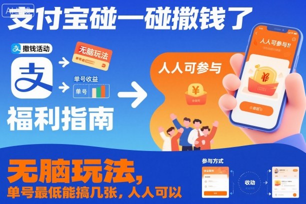 支付宝碰一碰撒钱了,无脑玩法,单号最低能搞几张,人人可以撸【揭秘】-赚百科
