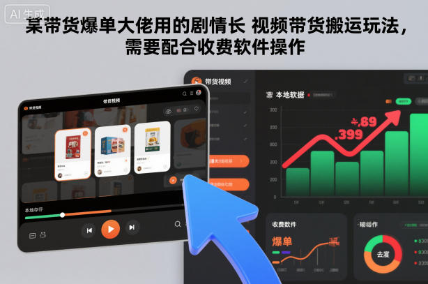 某带货爆单大佬用的剧情长视频带货搬运玩法,需要配合收费软件操作-赚百科
