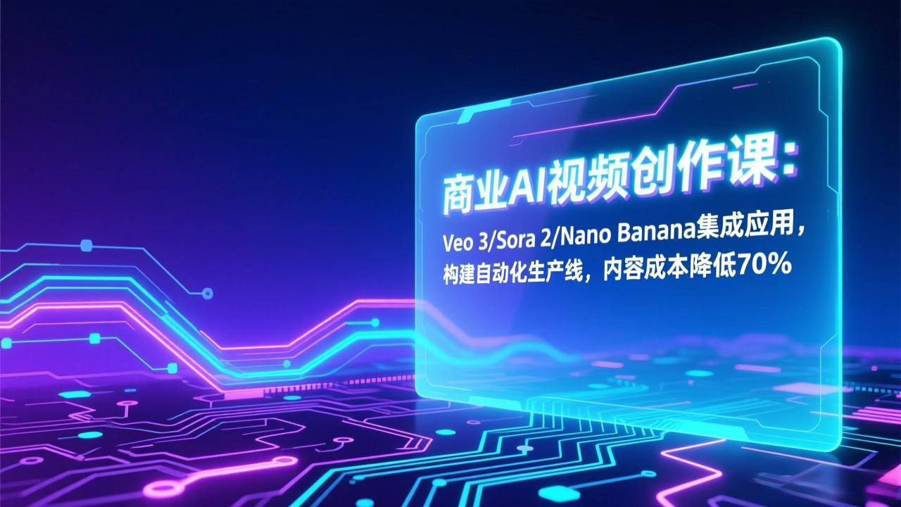 商业AI视频创作课：Veo 3/Sora 2/Nano Banana集成应用，构建自动化生产线，内容成本降低70%-赚百科
