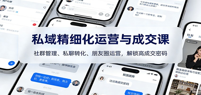 私域精细化运营与成交课：社群管理、私聊转化、朋友圈运营，解锁高成交密码-赚百科