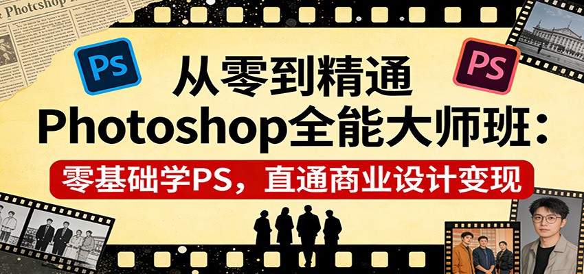 从零到精通Photoshop全能大师班：零基础学PS，直通商业设计变现-赚百科