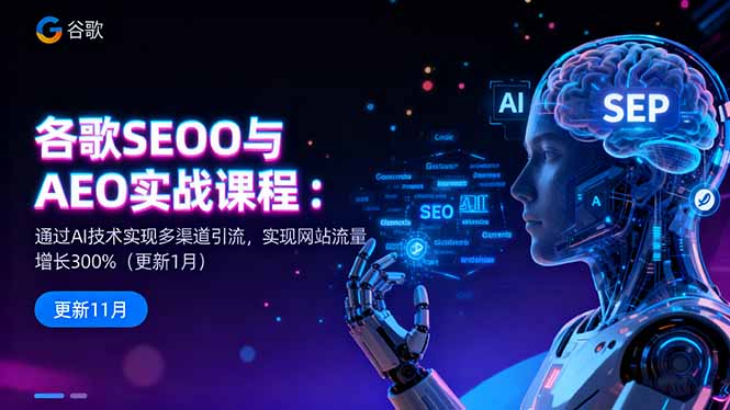谷歌SEO与AEO实战课程：通过AI技术实现多渠道引流，实现网站流量增长300%-赚百科