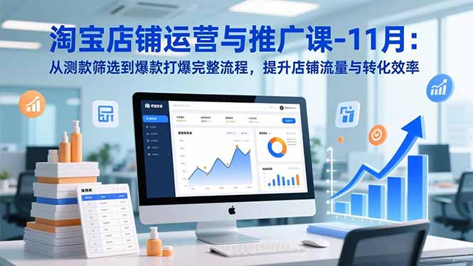 淘宝店铺运营与推广课-11月：从测款筛选到爆款打爆完整流程，提升店铺流量与转化效率-赚百科