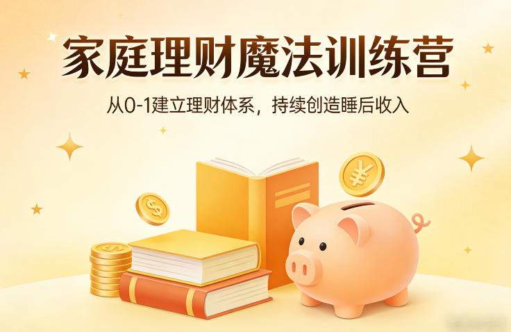 家庭理财魔法训练营，从0-1建立理财体系，持续创造睡后收入-赚百科