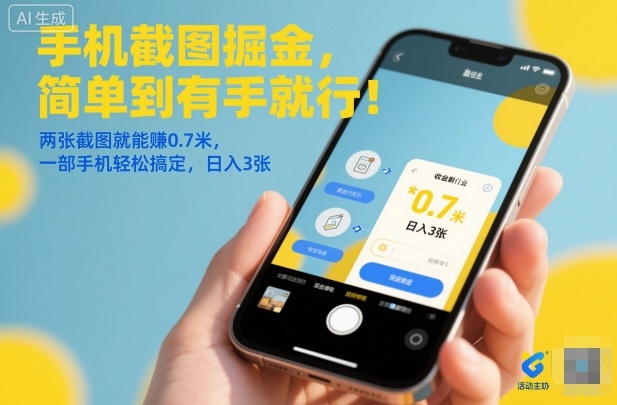 手机截图掘金,简单到有手就行!两张截图就能賺0.7米,一部手机轻松搞定,日入3张【揭秘】-赚百科