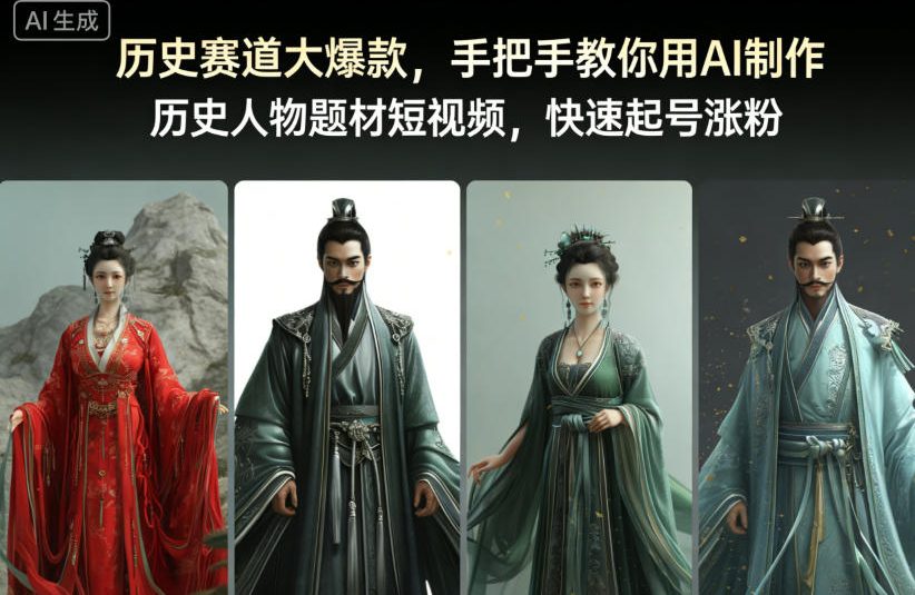 历史赛道大爆款，手把手教你用AI制作历史人物题材短视频，快速起号涨粉-赚百科
