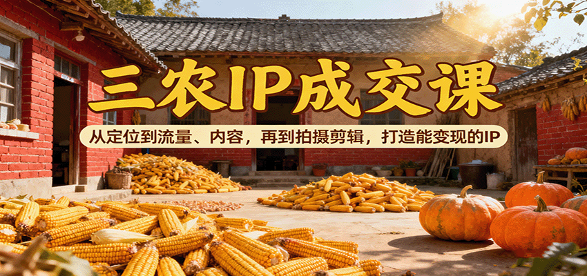 三农IP成交课：从定位到流量、内容，再到拍摄剪辑，打造能变现的IP-赚百科