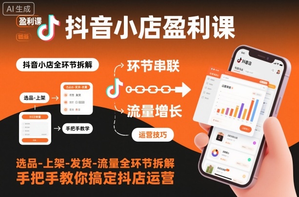 抖音小店盈利课-选品-上架-发货-流量全环节拆解，手把手教你搞定抖店运营-赚百科