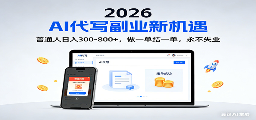 2026 副业首选！AI 代写日入 300-800，普通人0门槛，做一单结一单！-赚百科