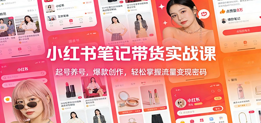 小红书笔记带货实战课：起号养号，爆款创作，轻松掌握流量变现密码-赚百科