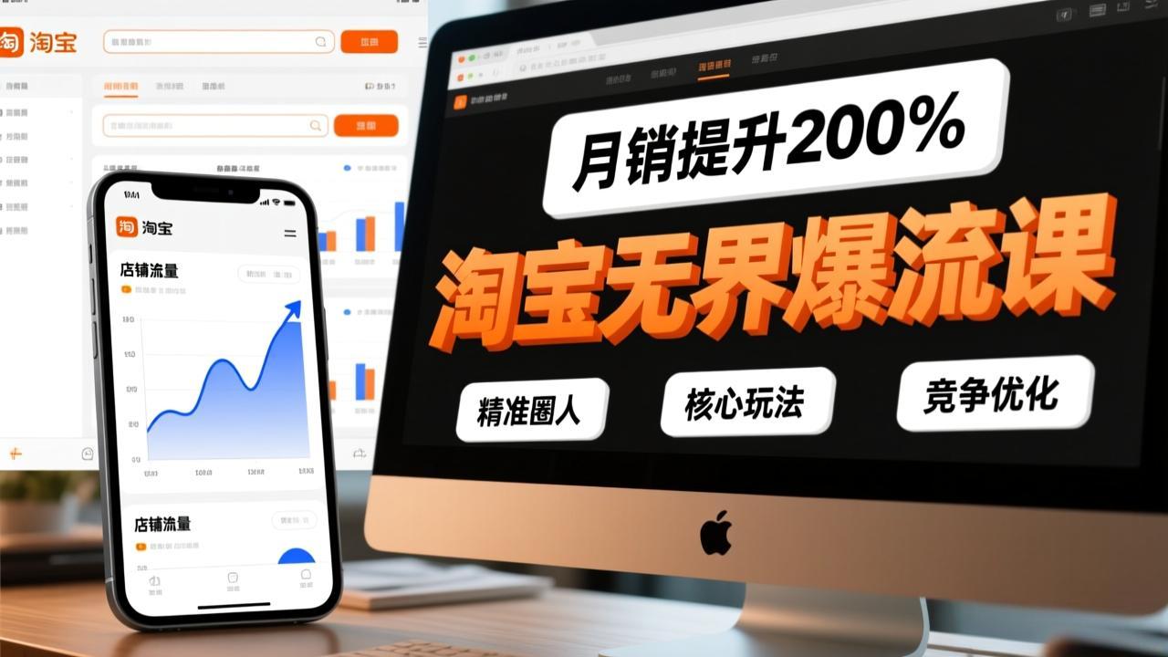 淘宝无界爆流课，精准圈人、核心玩法、竞争优化，快速引爆店铺流量，月销提升200%-赚百科