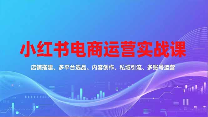 小红书电商运营实战课，店铺搭建、多平台选品、内容创作、私域引流、多账号运营等玩法-赚百科
