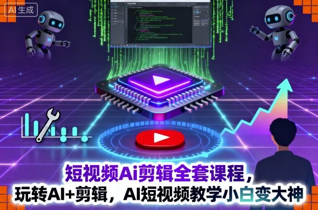 短视频Ai剪辑全套课程，玩转AI+剪辑，AI短视频教学小白变大神-赚百科