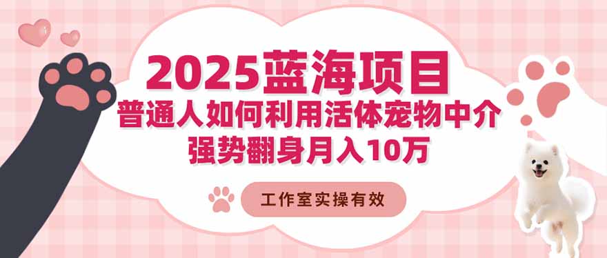 2025蓝海项目：普通人如何利用活体宠物中介，强势翻身月入10万-赚百科