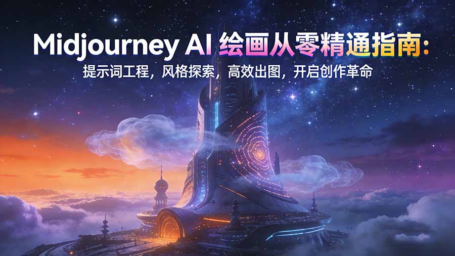 Midjourney AI绘画从零精通指南：提示词工程，风格探索，高效出图，开启创作革命-赚百科
